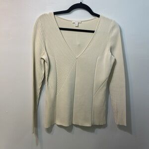C.O.S.Women’s,Cream, V Neck,Knit,Long Sleeve Top.Size-Medium.